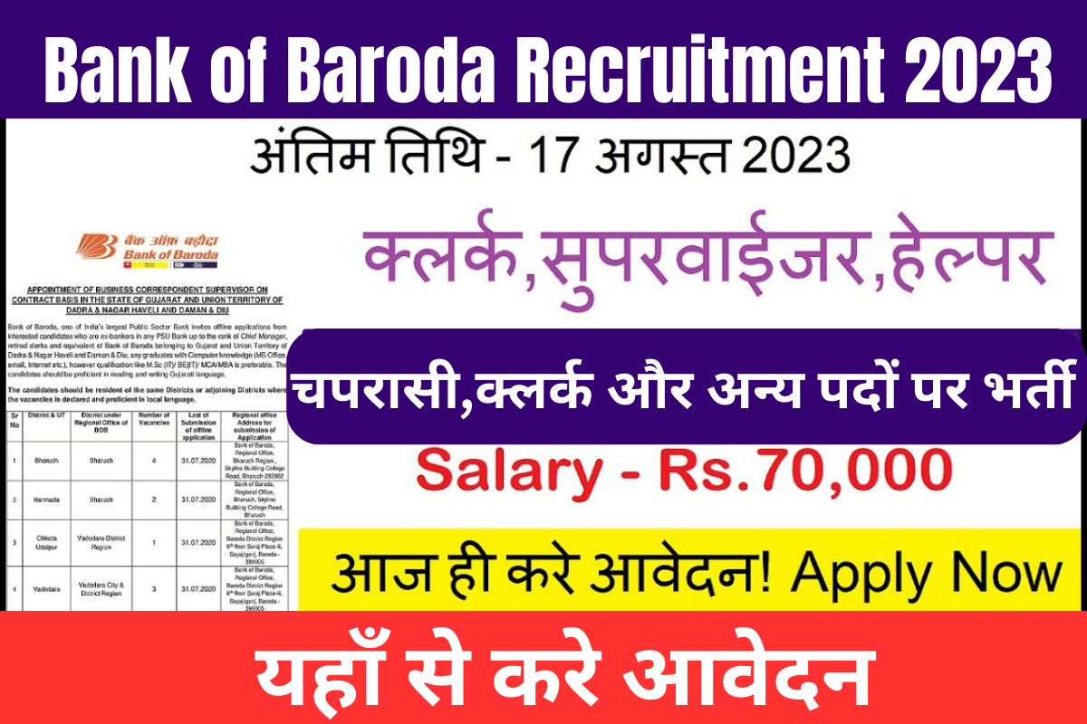Bank of Baroda Recruitment 2023 : बैंक ऑफ़ बरोदा के तरफ से 3,540 पदों पर बंपर भर्ती,यहाँ से करे आवेदन