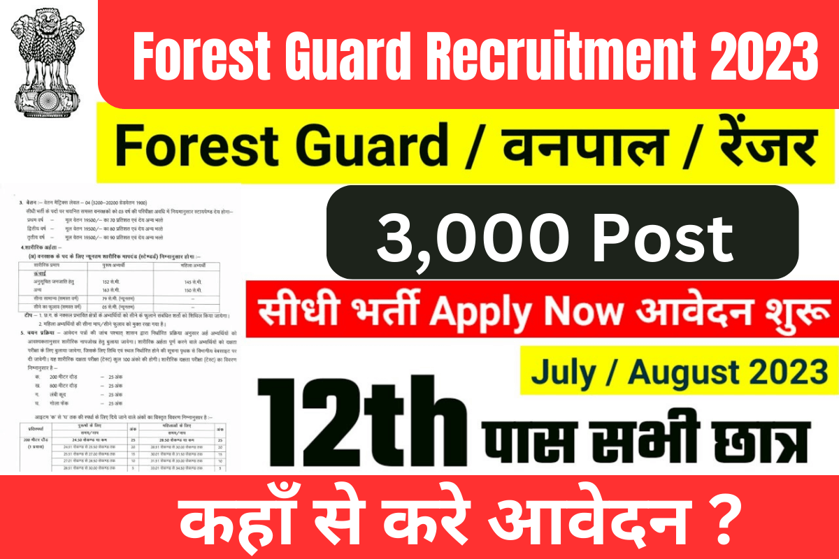 Forest Guard Recruitment 2023 :10वी,12वी पास कैंडिडेट के लिए फारेस्ट गार्ड के पदों पर बंपर भर्ती होगा शुरू,जाने कहाँ से करे आवेदन