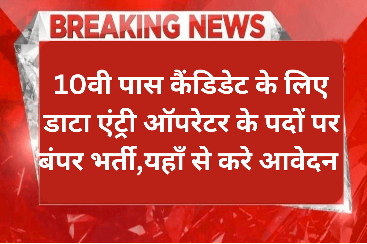 Data Entry Operator Recruitment 2023 : 10वी पास कैंडिडेट के लिए डाटा एंट्री ऑपरेटर के पदों पर बंपर भर्ती,यहाँ से करे आवेदन