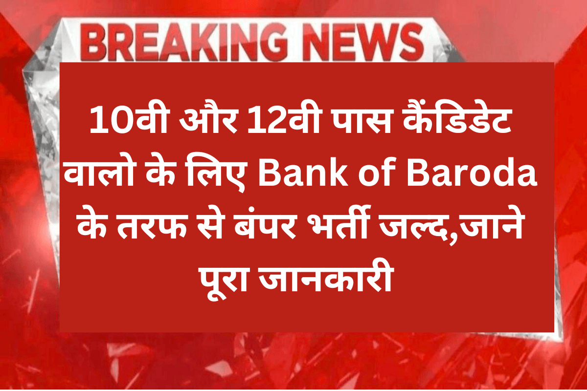 Bank of Baroda Recruitment 2023 : 10वी और 12वी पास कैंडिडेट वालो के लिए Bank of Baroda के तरफ से बंपर भर्ती जल्द,जाने पूरा जानकारी